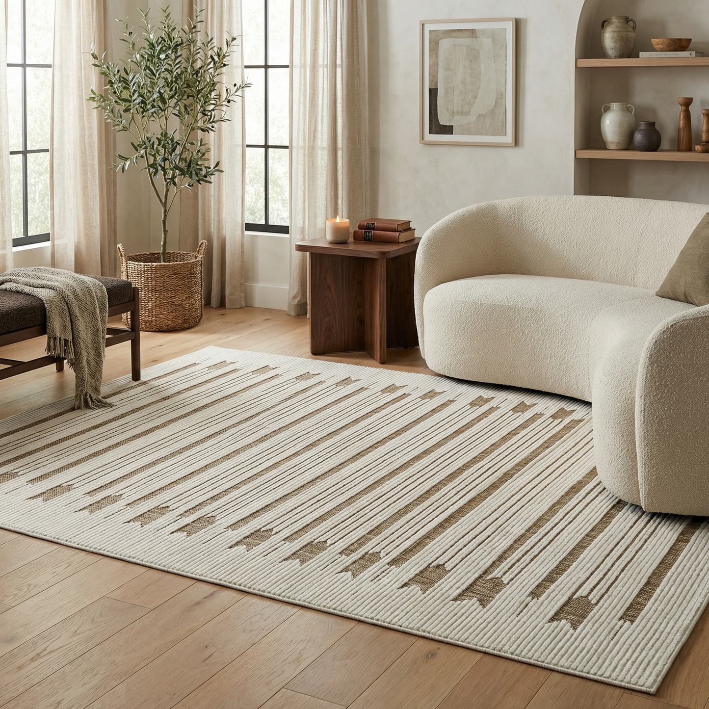 Alfombra beige moderna abstracta Maise