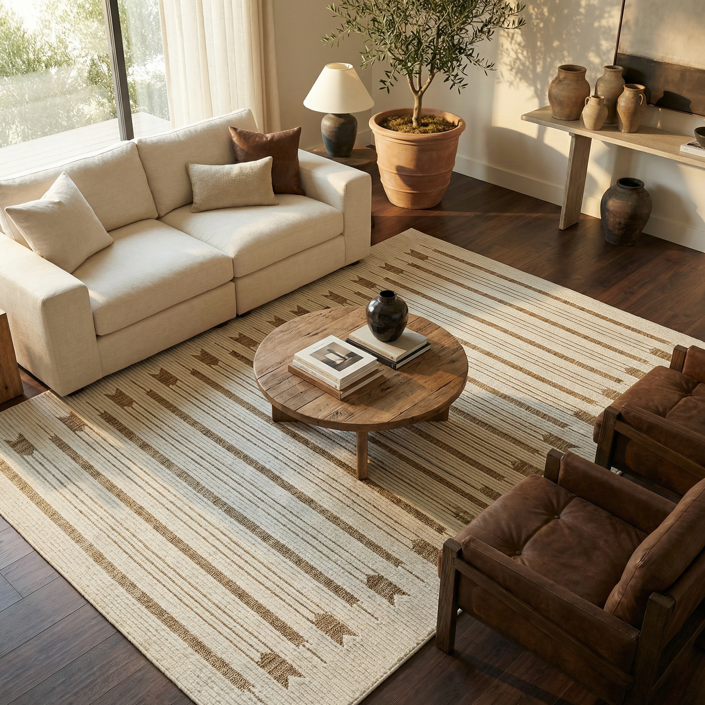 Alfombra beige moderna abstracta Maise
