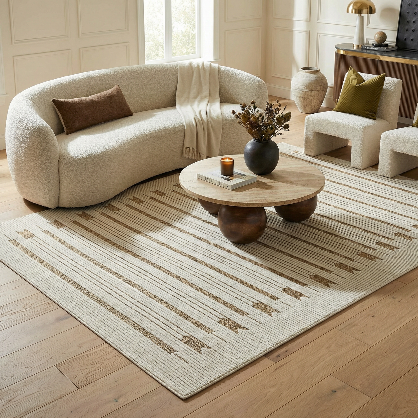 Alfombra beige moderna abstracta Maise