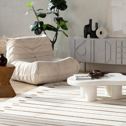 Zarif Geometric Contemporary Beige and Brown Indoor Rug