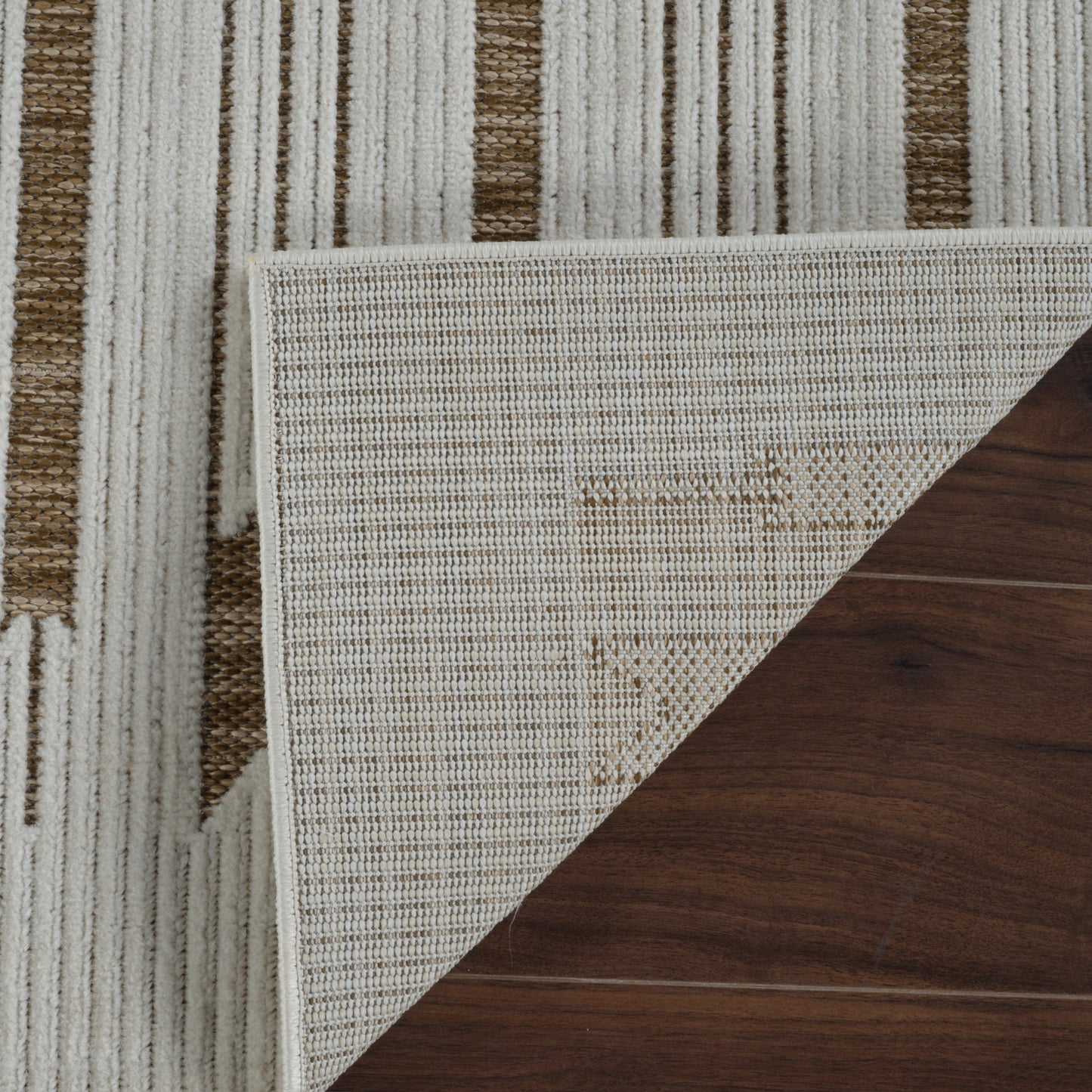 Zarif Geometric Contemporary Beige and Brown Indoor Rug