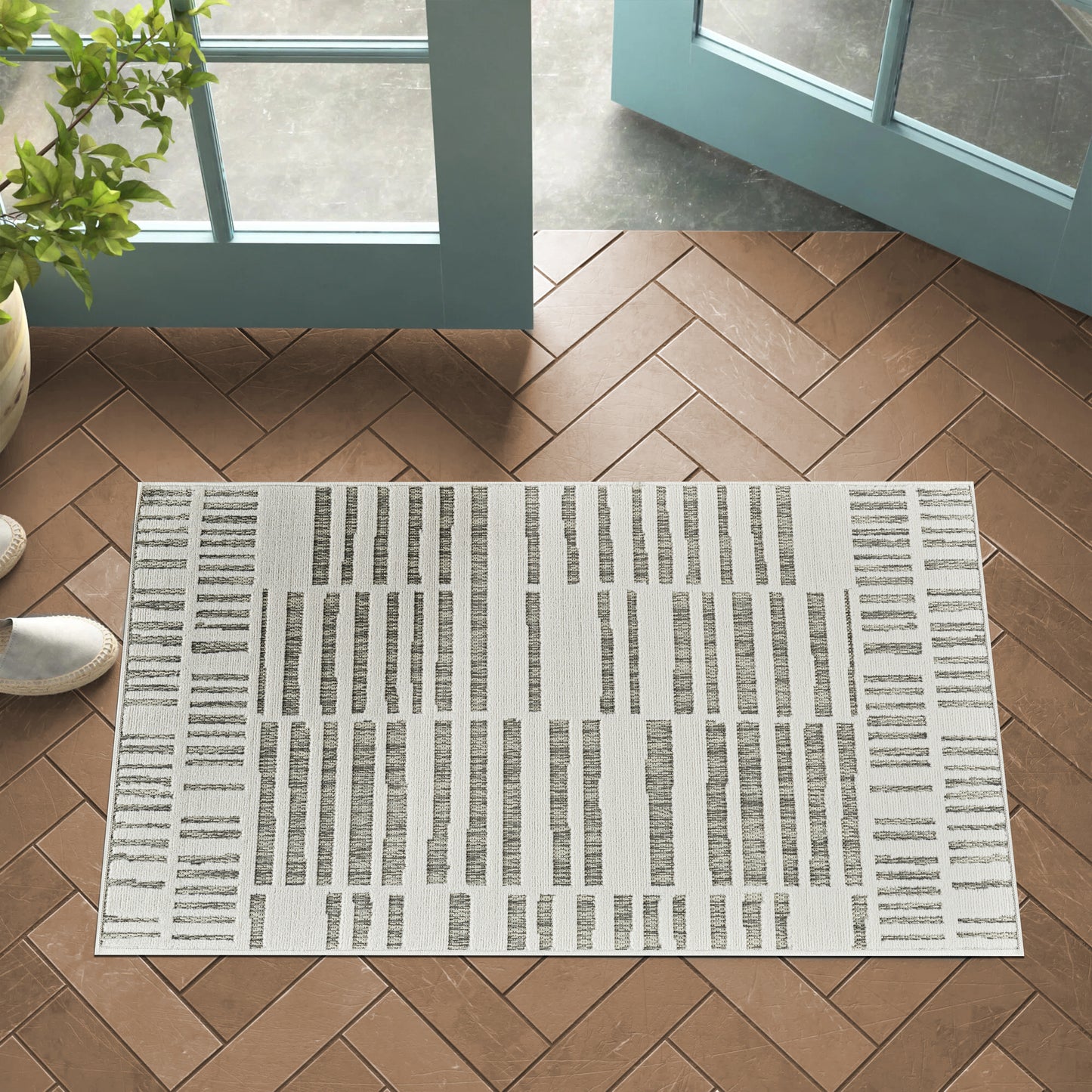 Alfombra abstracta moderna color crema Maise