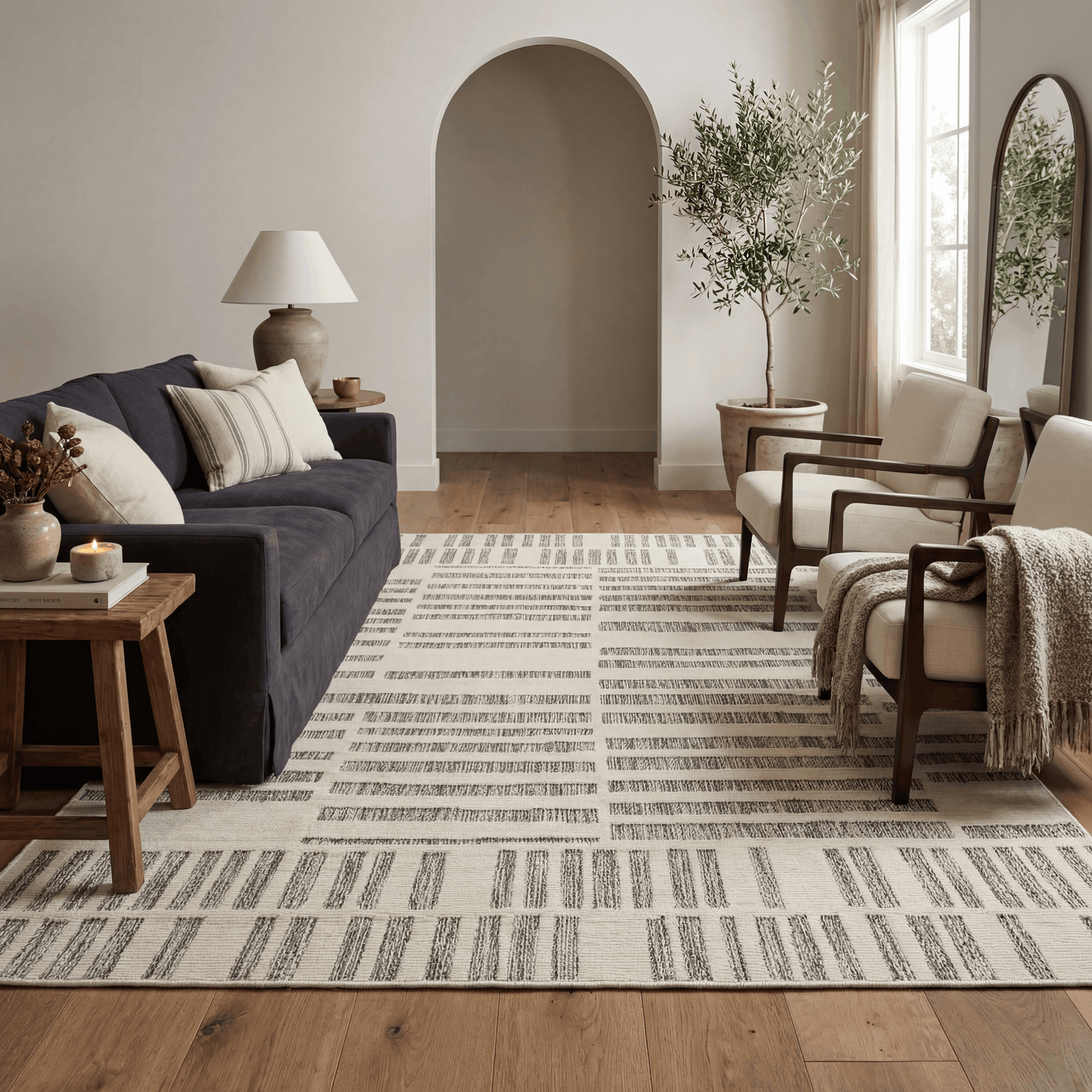 Alfombra abstracta moderna color crema Maise
