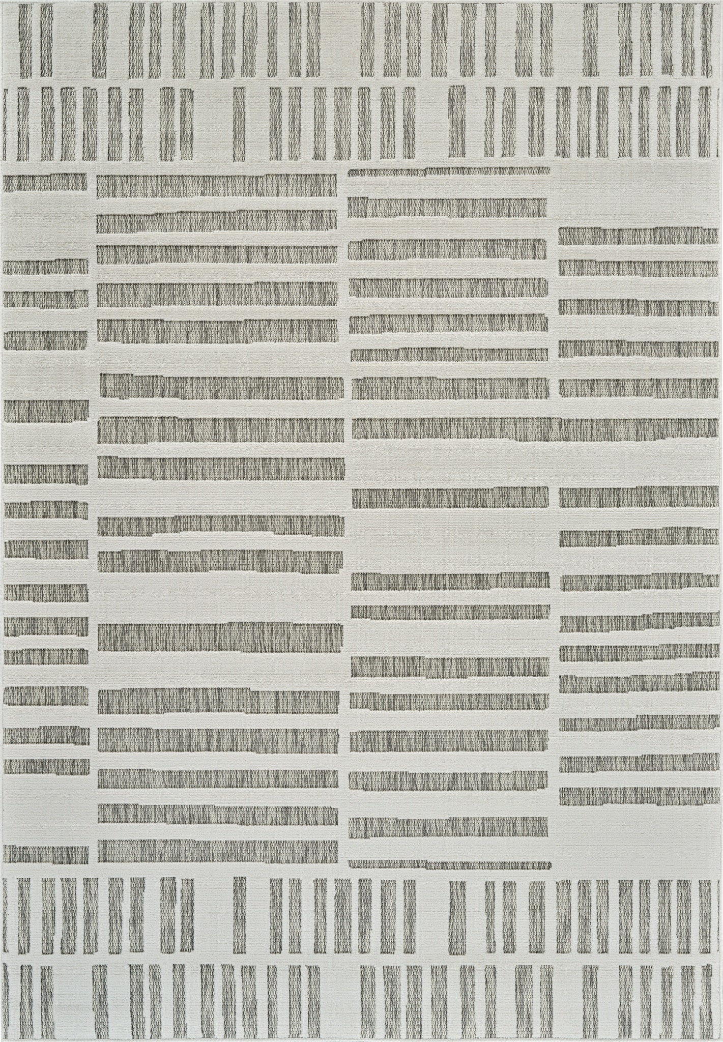 Linea Striped Contemporary Cream and Beige Indoor Rug