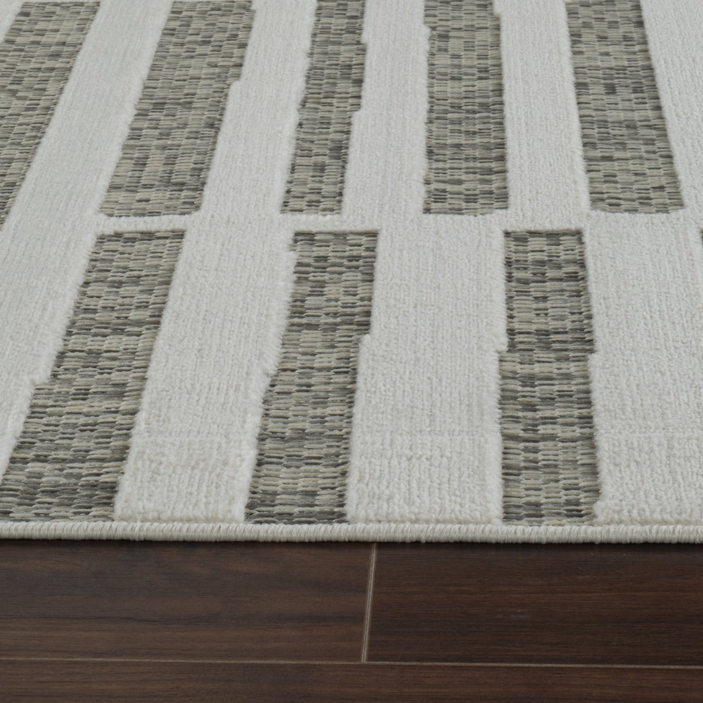 Linea Striped Contemporary Cream and Beige Indoor Rug
