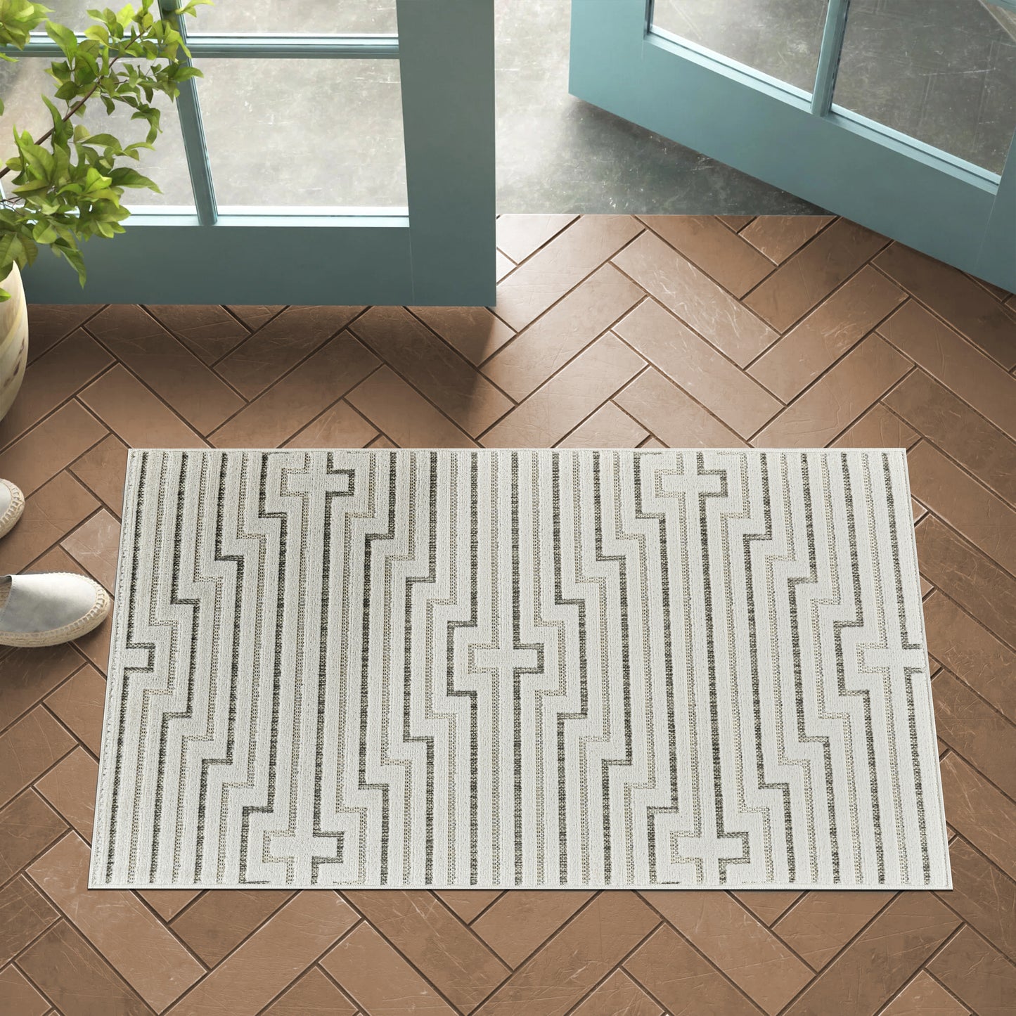 Alfombra abstracta moderna color crema Maise
