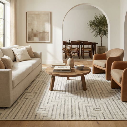 Tapis crème moderne abstrait Maise