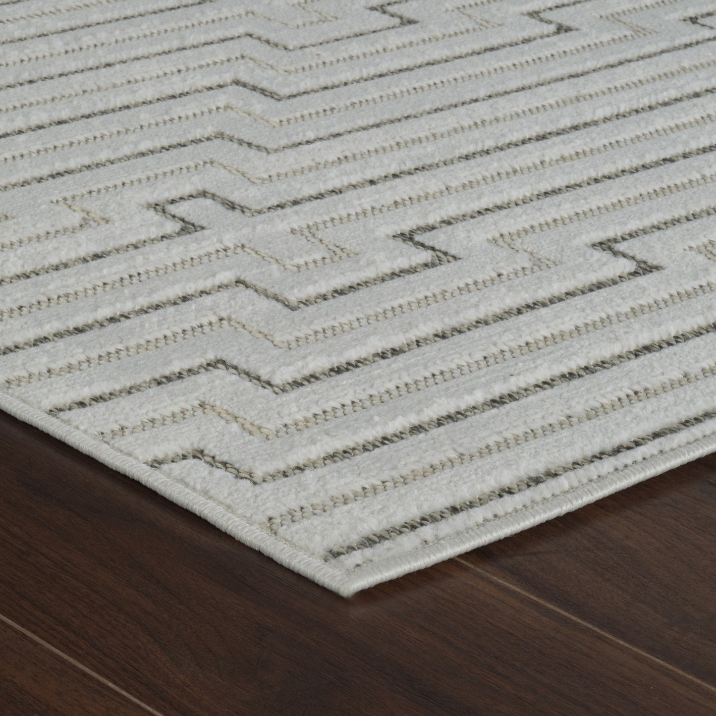 Sajari Geometric Contemporary Cream and Beige Indoor Rug