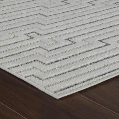 Sajari Geometric Contemporary Cream and Beige Indoor Rug