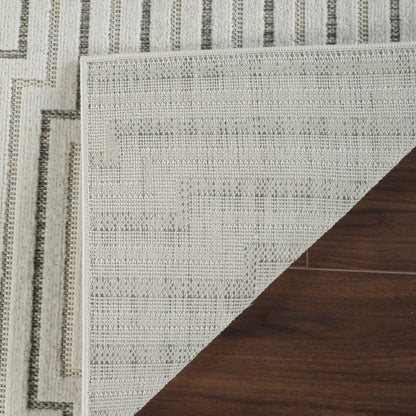 Sajari Geometric Contemporary Cream and Beige Indoor Rug