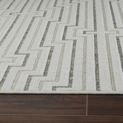 Sajari Geometric Contemporary Cream and Beige Indoor Rug