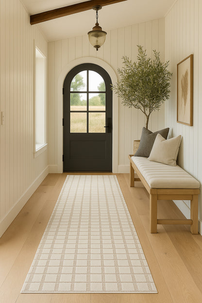 Kasbah Geometric Contemporary Cream and Beige Indoor Rug