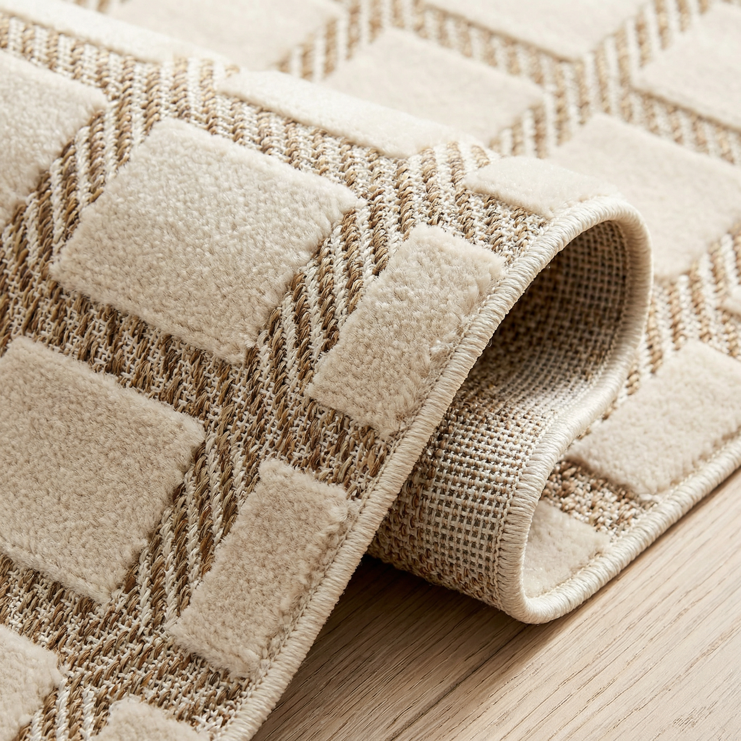 Alfombra moderna beige a cuadros Maise