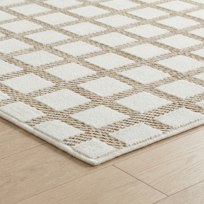Alfombra moderna beige a cuadros Maise