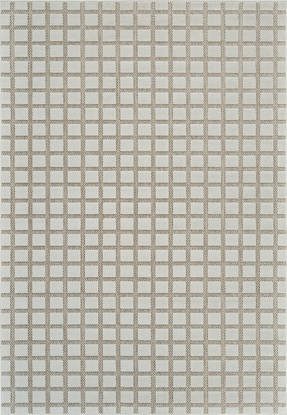 Alfombra moderna beige a cuadros Maise