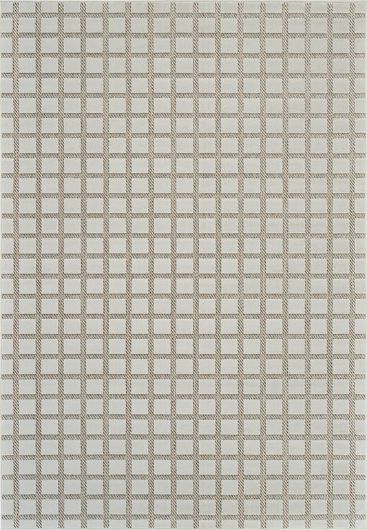 Kasbah Geometric Contemporary Cream and Beige Indoor Rug