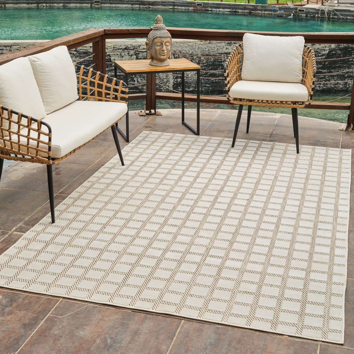 Maise Checkered Modern Beige Rug