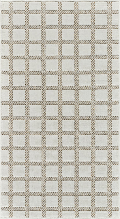 Alfombra moderna beige a cuadros Maise