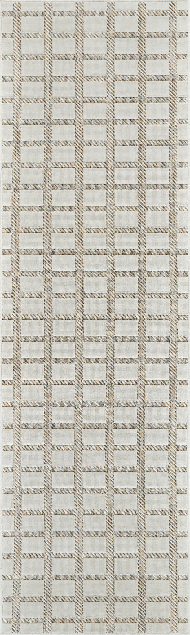 Alfombra moderna beige a cuadros Maise