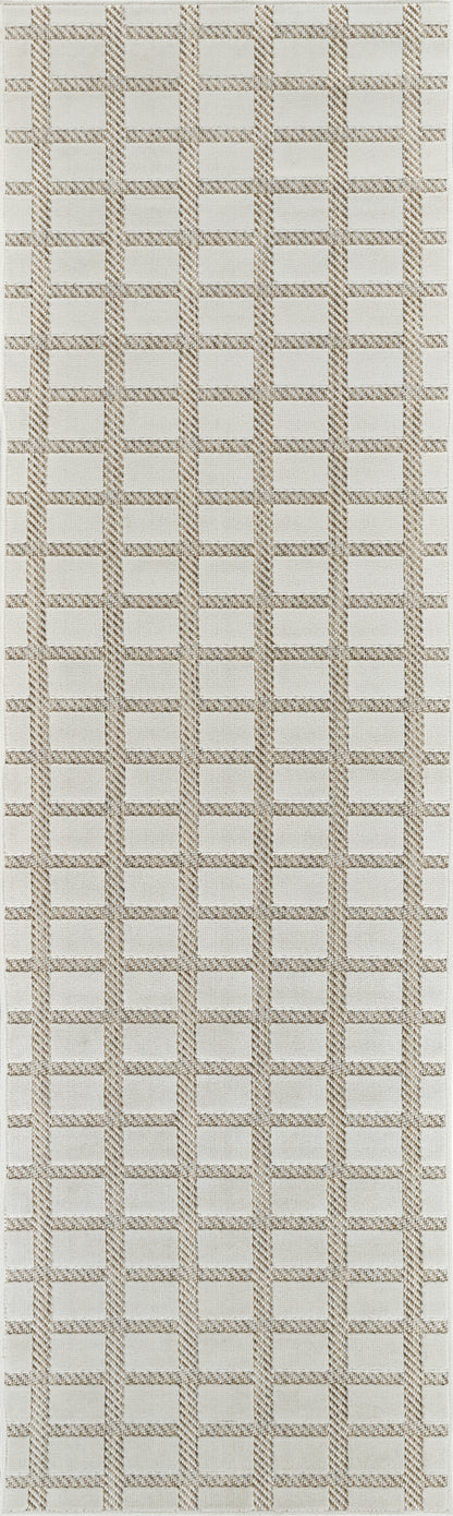 Alfombra moderna beige a cuadros Maise