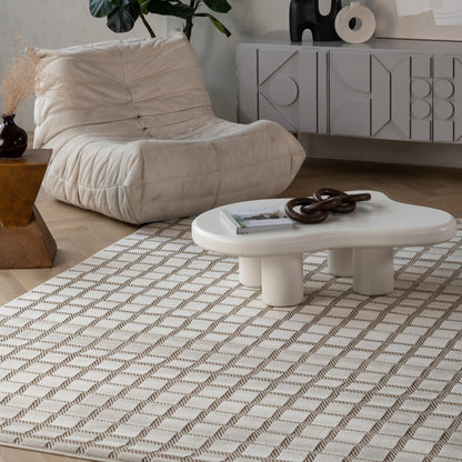 Kasbah Geometric Contemporary Cream and Beige Indoor Rug