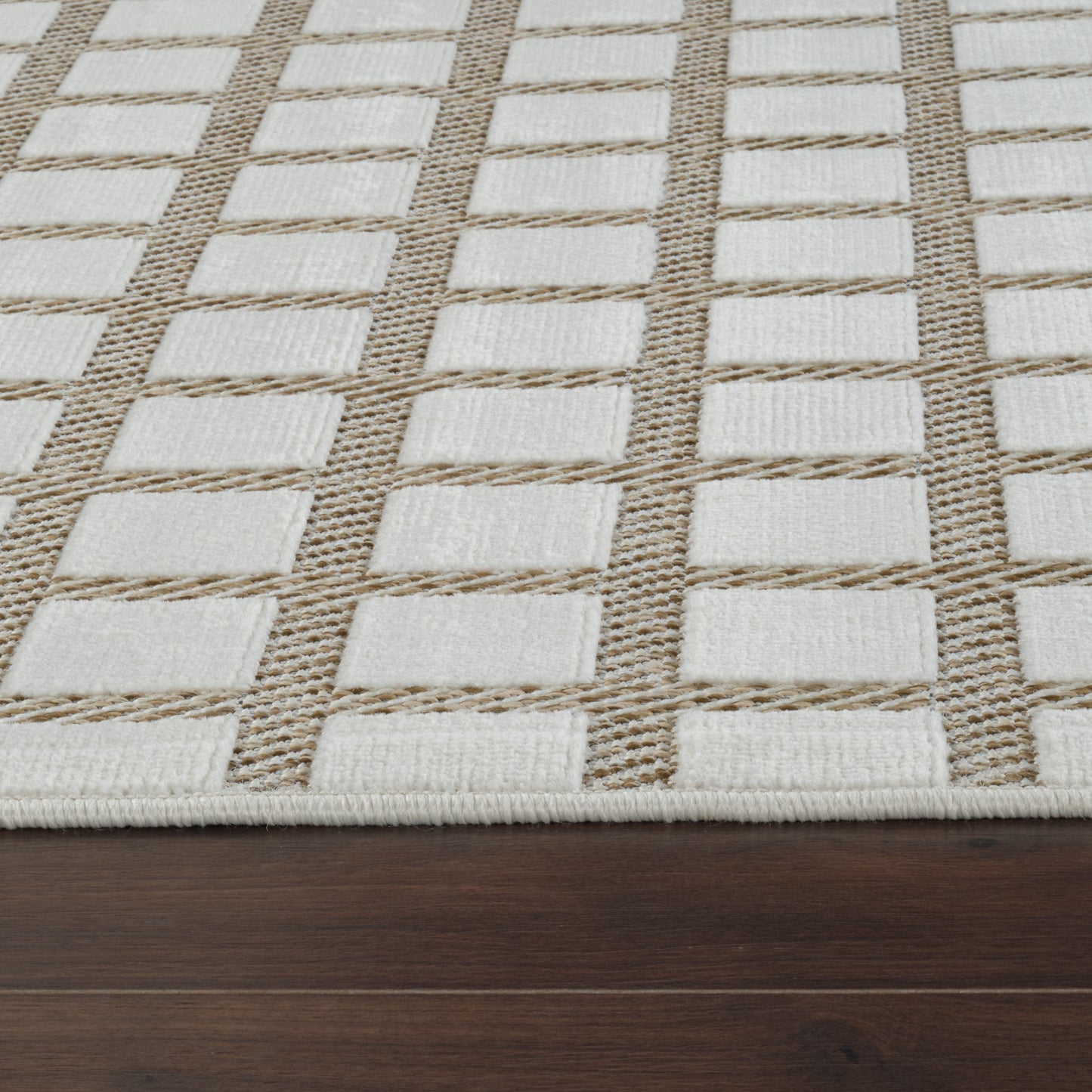Kasbah Geometric Contemporary Cream and Beige Indoor Rug