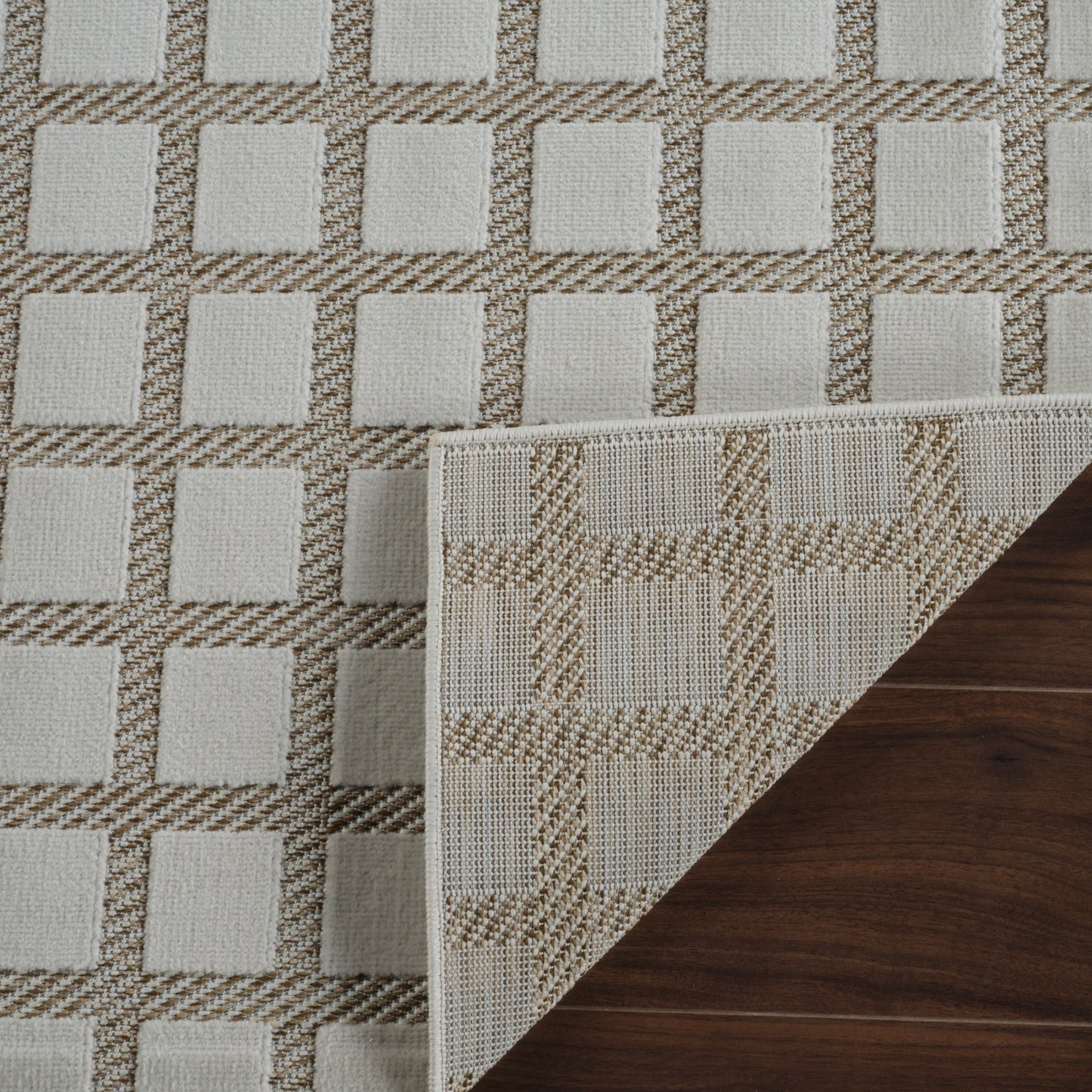 Kasbah Geometric Contemporary Cream and Beige Indoor Rug