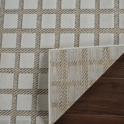 Kasbah Geometric Contemporary Cream and Beige Indoor Rug