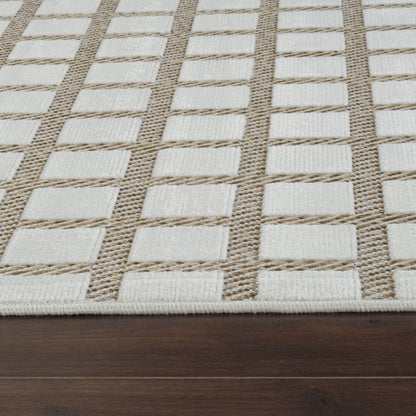 Kasbah Geometric Contemporary Cream and Beige Indoor Rug