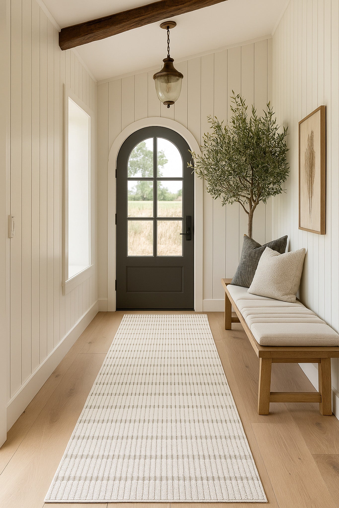 Sabi Striped Contemporary Cream and Beige Indoor Rug