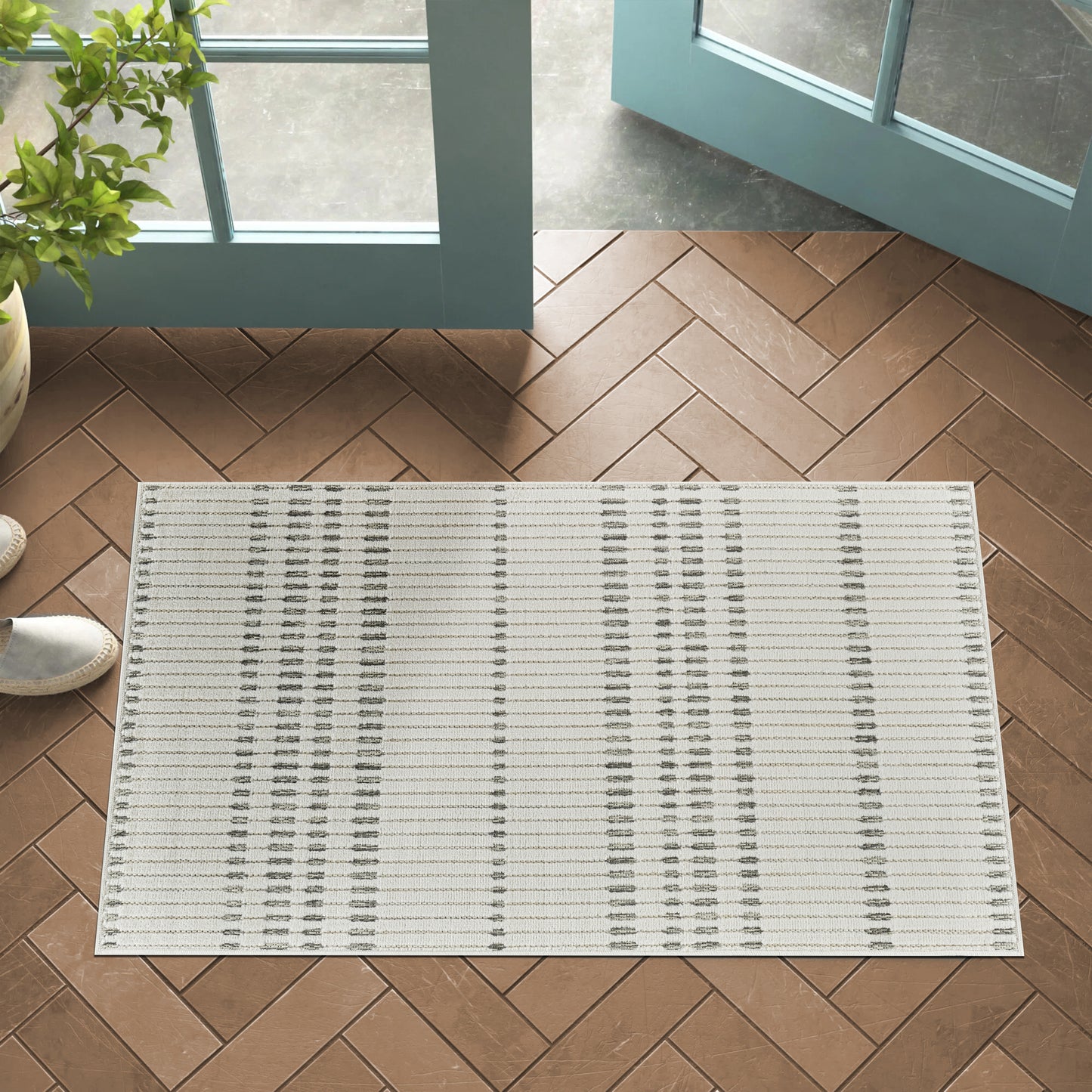 Alfombra abstracta moderna color crema Maise