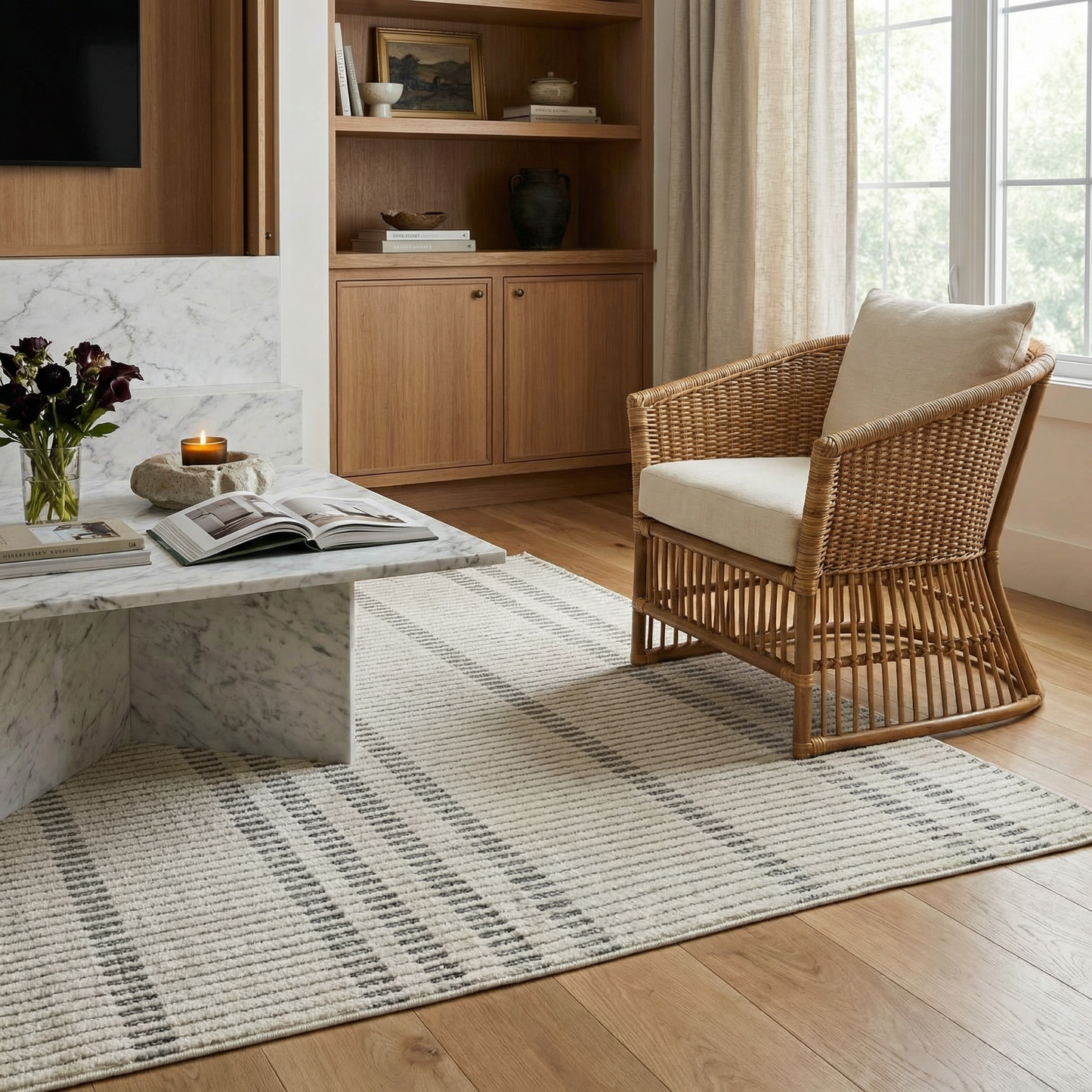 Alfombra abstracta moderna color crema Maise