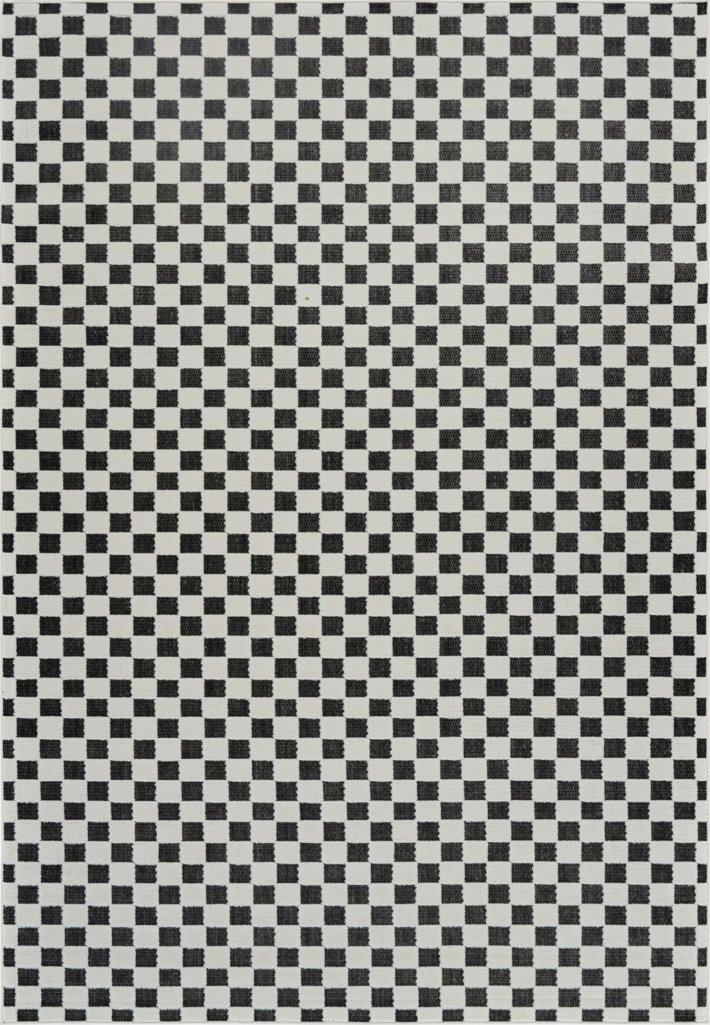 Misbah Checkered Contemporary Black and White Indoor Rug