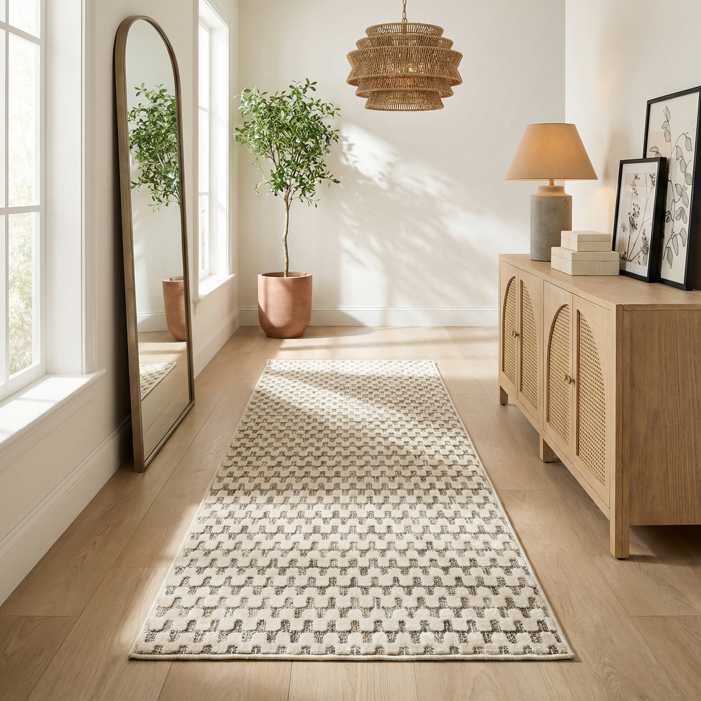 Alfombra abstracta moderna color crema Maise