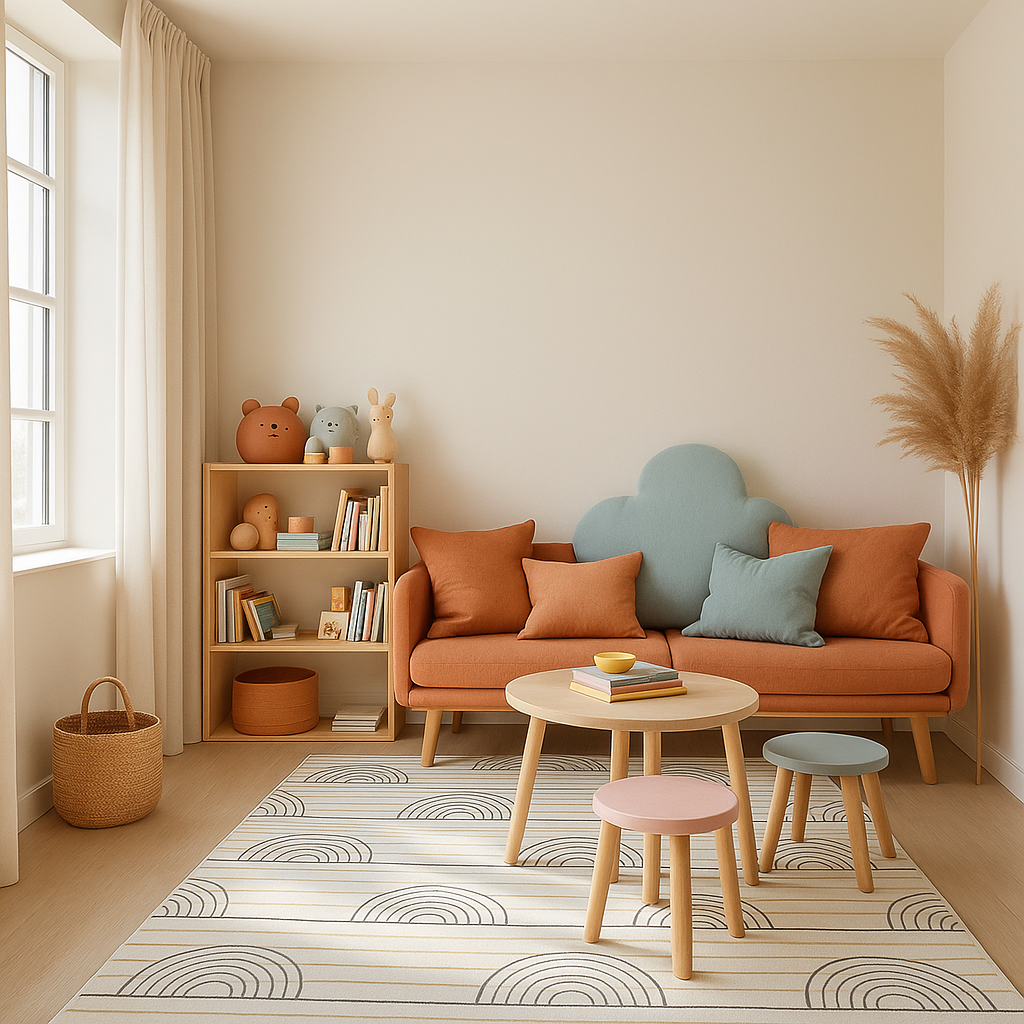 Lino Rainbow Modern Blue and Pink Indoor Rug