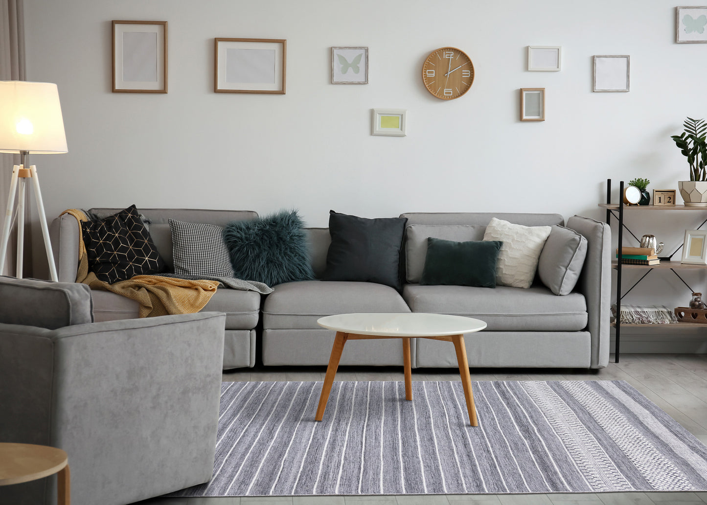 Contemporary Stripes Grey Area Rug