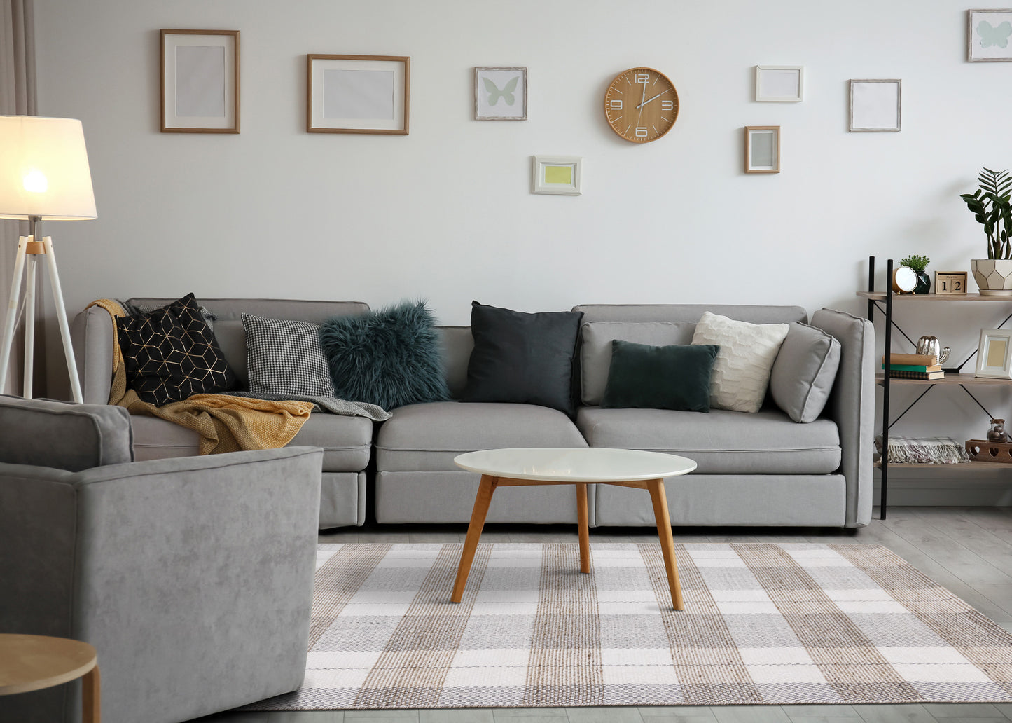 Contemporary Geometric Plaid Cream Area Rug-3