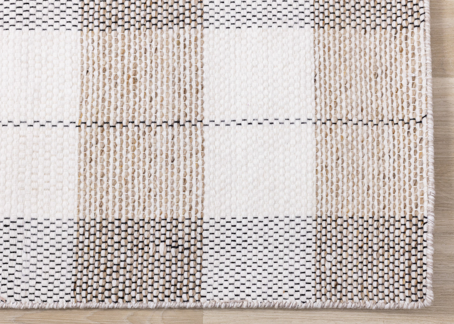 Contemporary Geometric Plaid Cream Area Rug-5