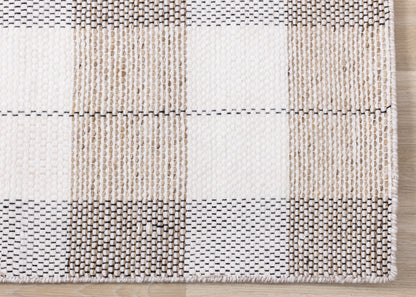 Contemporary Geometric Plaid Cream Area Rug-5