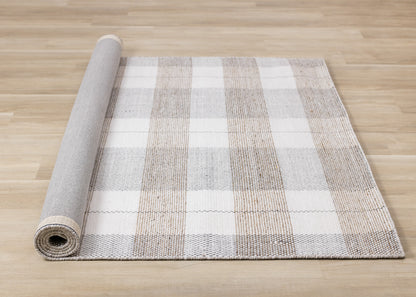 Contemporary Geometric Plaid Cream Area Rug-7
