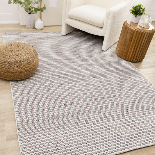 Contemporary Stripes White Area Rug