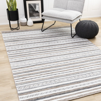 Tribal Southwestern White Area Rug