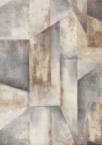 Contemporary Distressed Geometric Grey Area Rug