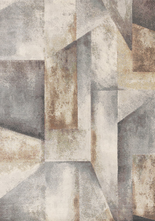 Contemporary Distressed Geometric Grey Area Rug