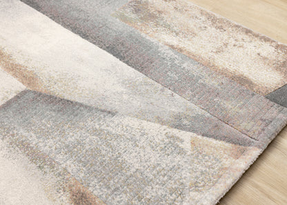 Contemporary Distressed Geometric Grey Area Rug