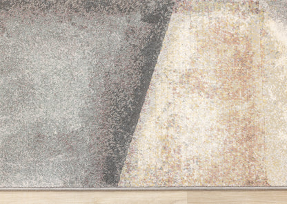 Contemporary Distressed Geometric Grey Area Rug