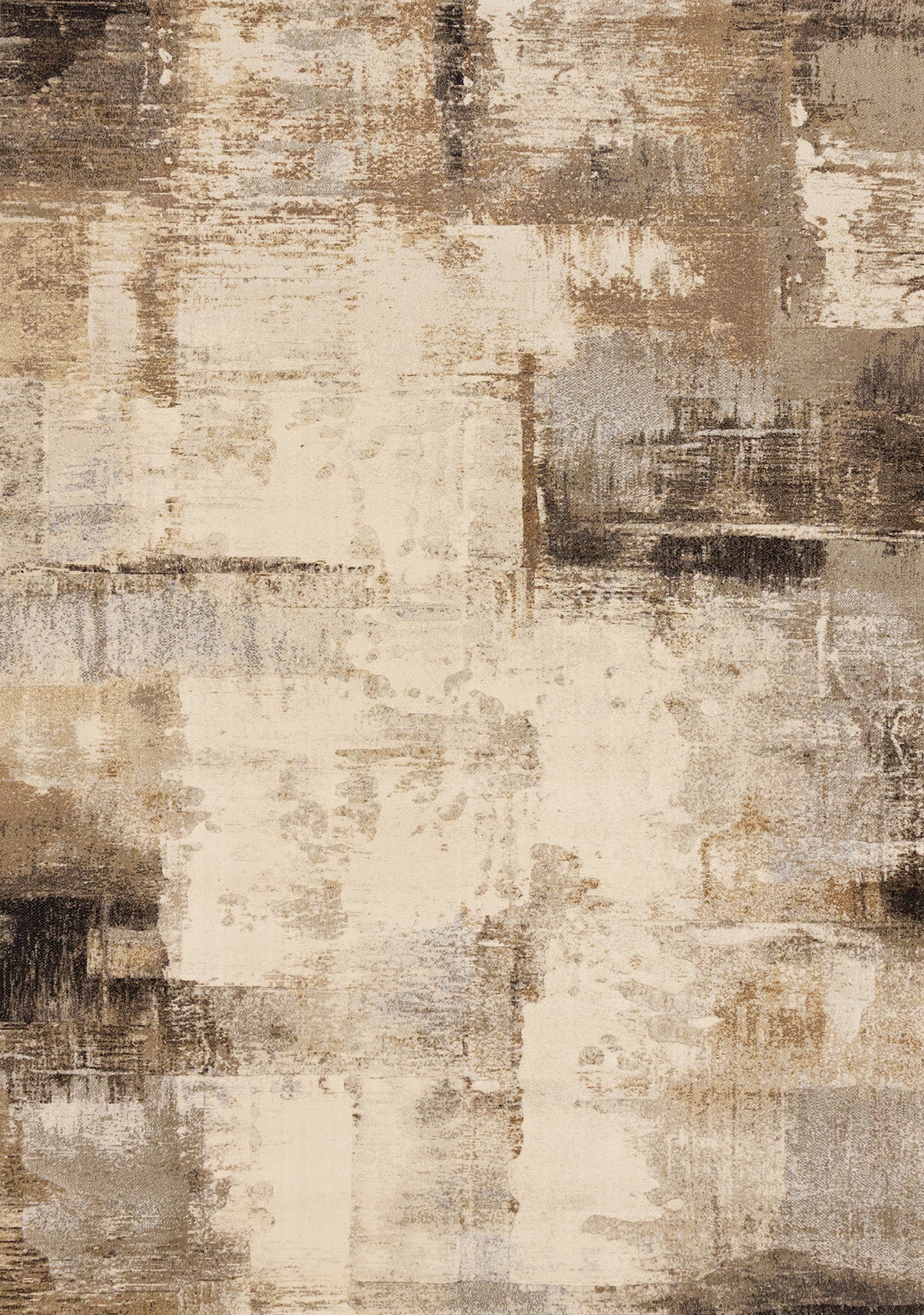 Contemporary Distressed Geometric Cream Area Rug