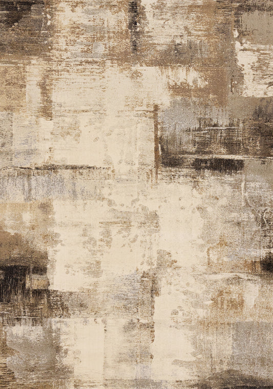 Contemporary Distressed Geometric Cream Area Rug