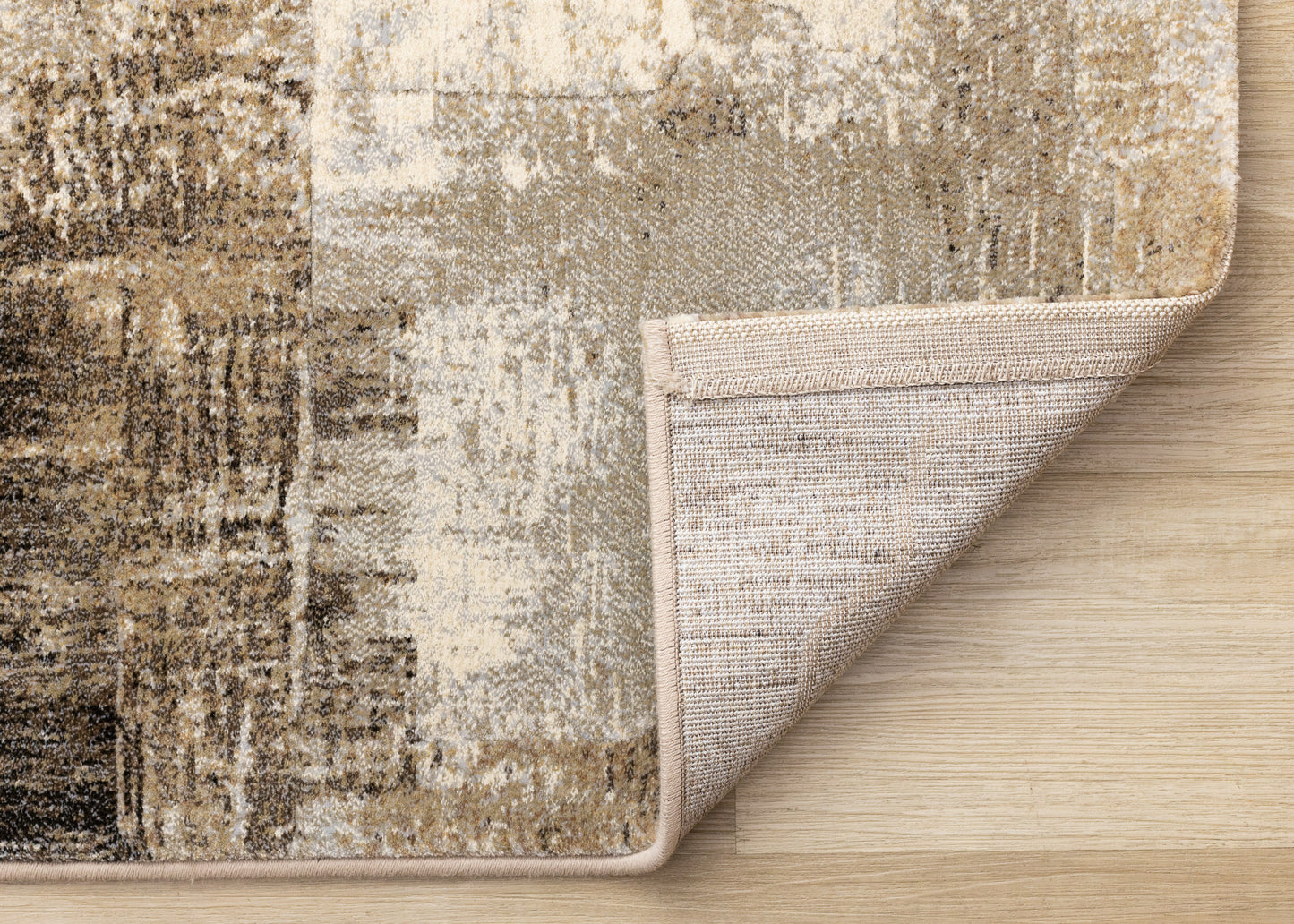 Contemporary Distressed Geometric Cream Area Rug