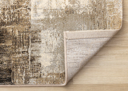 Contemporary Distressed Geometric Cream Area Rug